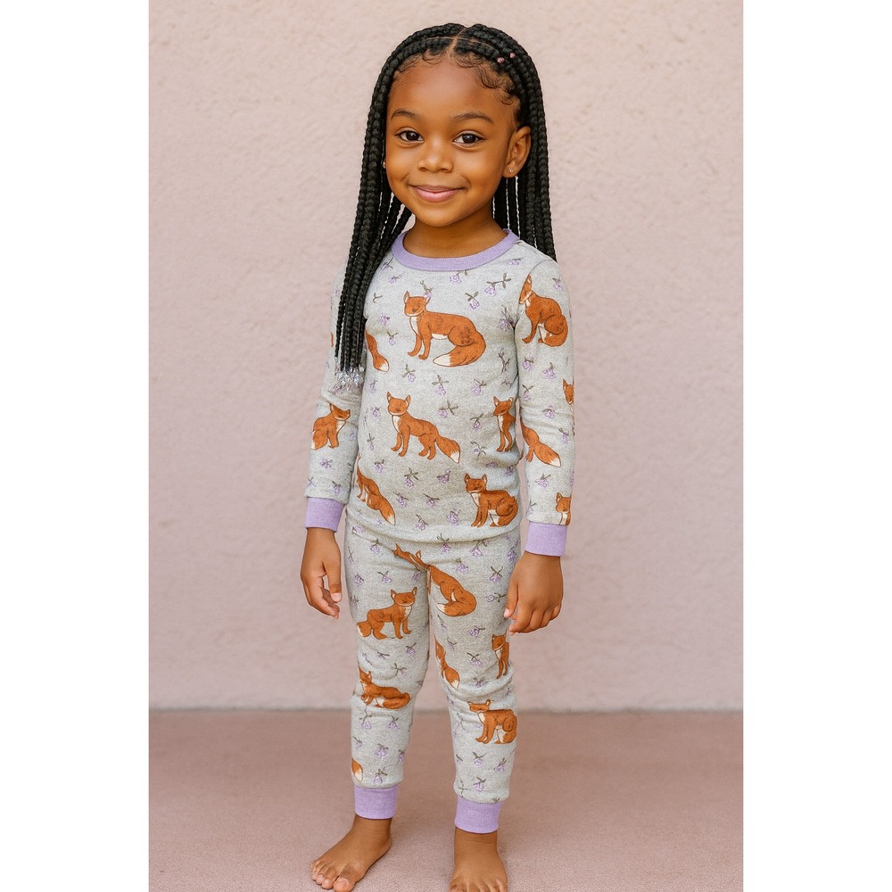 Member's Mark Girls' 4-Piece Cotton Pajamas Set 2T – Fox‎ & Stripes